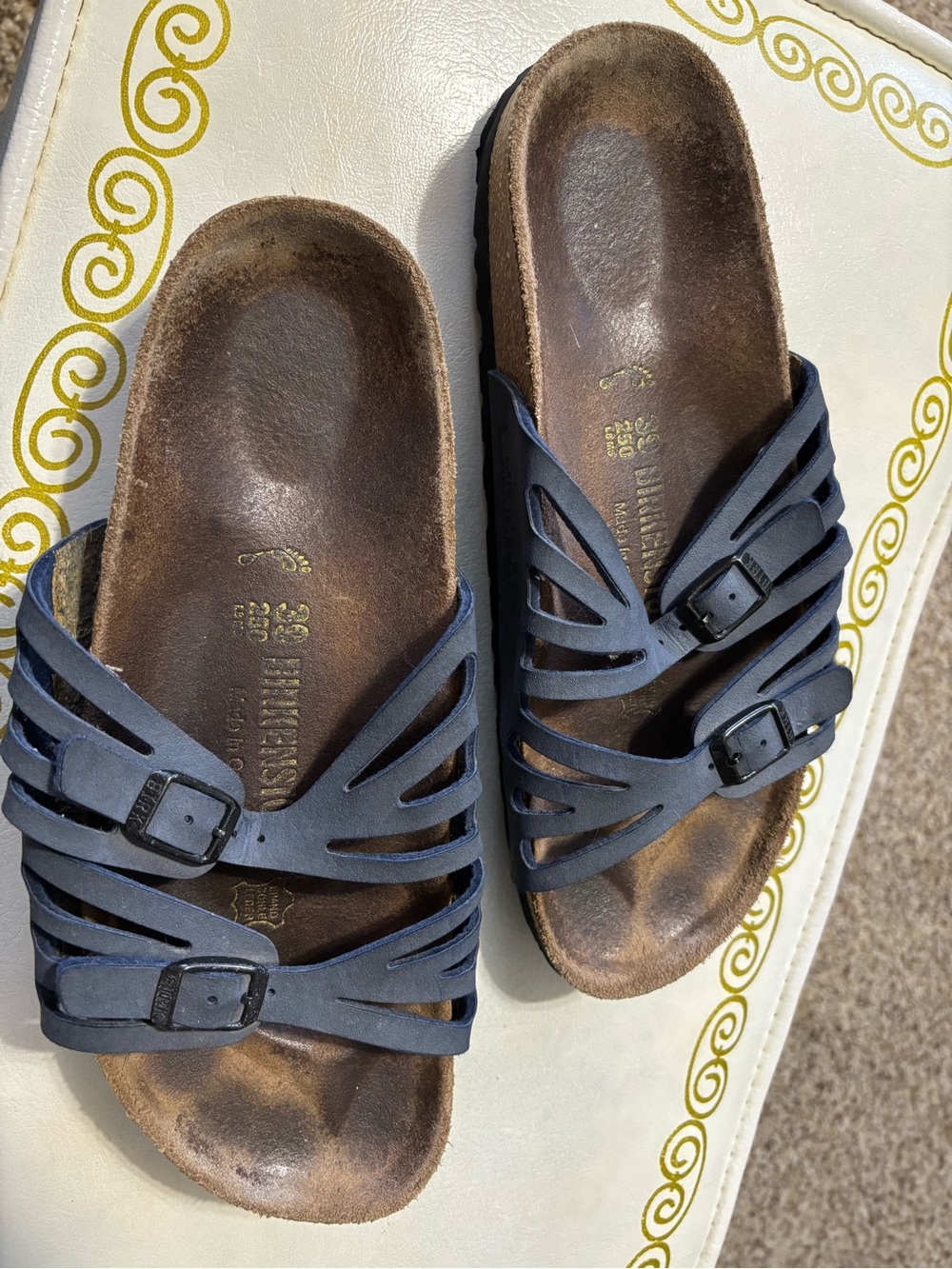 Birkenstock Navy Blue Cutout Strap Sandals